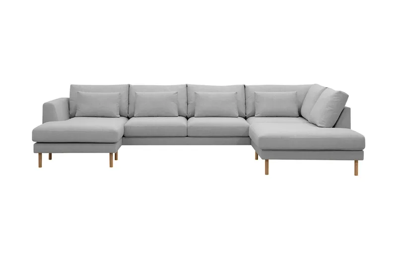Florenz 4-sits Högervänd U-formad Soffa med Divan och Schäslong i Tyg - Ljusgrå - Möbler - Soffa - Divansoffa & schäslongsoffa - 4 sits soffa med divan