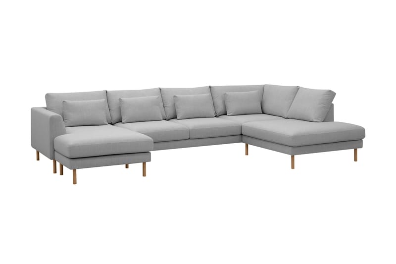 Florenz 4-sits Högervänd U-formad Soffa med Divan och Schäslong i Tyg - Ljusgrå - Möbler - Soffa - Divansoffa & schäslongsoffa - 4 sits soffa med divan