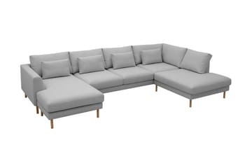 Florenz 4-sits Högervänd U-formad Soffa med Divan och Schäslong i Tyg - Ljusgrå - Möbler - Soffa - Divansoffa & schäslongsoffa - 4 sits soffa med divan