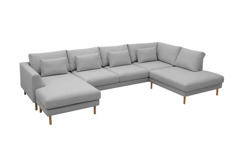 Florenz 4-sits Högervänd U-formad Soffa med Divan och Schäslong i Tyg - Ljusgrå - Möbler - Soffa - Divansoffa & schäslongsoffa - 4 sits soffa med divan