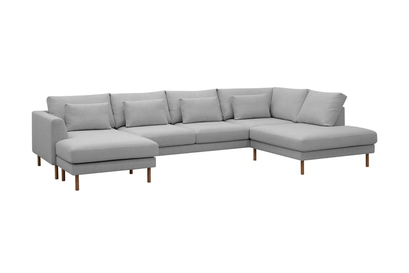 Florenz 4-sits Högervänd U-formad Soffa med Divan och Schäslong i Tyg - Ljusgrå - Möbler - Soffa - Divansoffa & schäslongsoffa - 4 sits soffa med divan