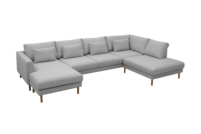 Florenz 4-sits Högervänd U-formad Soffa med Divan och Schäslong i Tyg - Ljusgrå - Möbler - Soffa - Divansoffa & schäslongsoffa - 4 sits soffa med divan