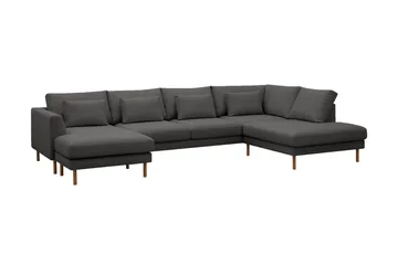 Florenz 4-sits Högervänd U-formad Soffa med Divan och Schäslong i Tyg - Mörkgrå - Möbler - Soffa - Divansoffa & schäslongsoffa - 4 sits soffa med divan