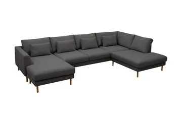 Florenz 4-sits Högervänd U-formad Soffa med Divan och Schäslong i Tyg - Mörkgrå - Möbler - Soffa - Divansoffa & schäslongsoffa - 4 sits soffa med divan