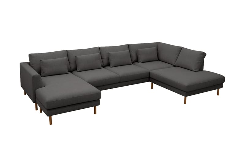 Florenz 4-sits Högervänd U-formad Soffa med Divan och Schäslong i Tyg - Mörkgrå - Möbler - Soffa - Divansoffa & schäslongsoffa - 4 sits soffa med divan