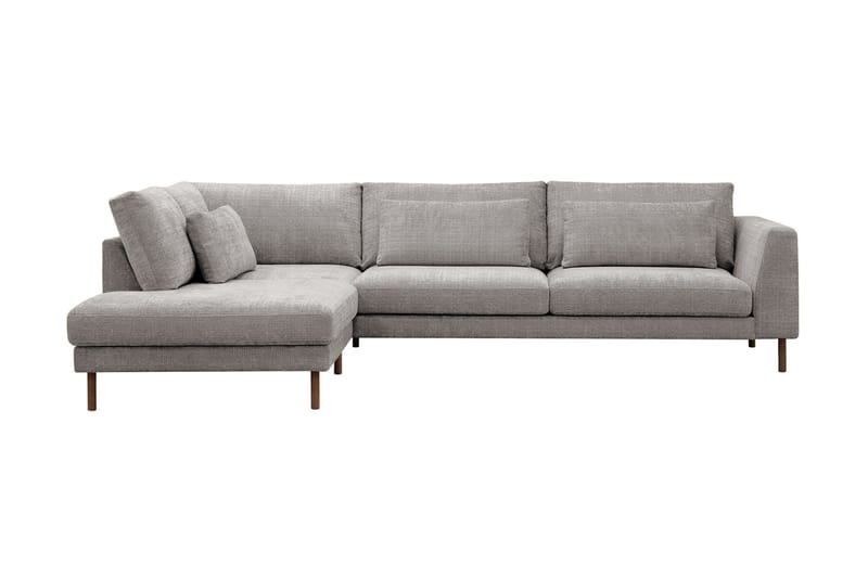 Florenz 4-sits Vänstervänd L-formad Schäslongsoffa i Chenille, Ljusgrå