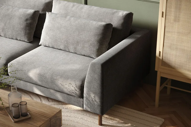 Florenz 4-sits Vänstervänd L-formad Schäslongsoffa i Chenille - Ljusgrå - Möbler - Soffa - Divansoffa & schäslongsoffa - 4 sits soffa med divan