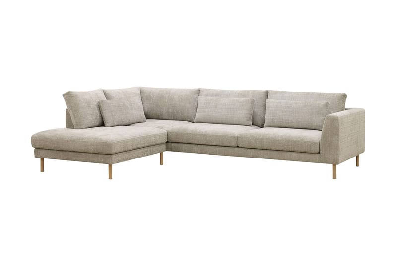 Florenz 4-sits Vänstervänd L-formad Schäslongsoffa i Tyg - Grå / Beige - Möbler - Soffa - Divansoffa & schäslongsoffa - 4 sits soffa med divan