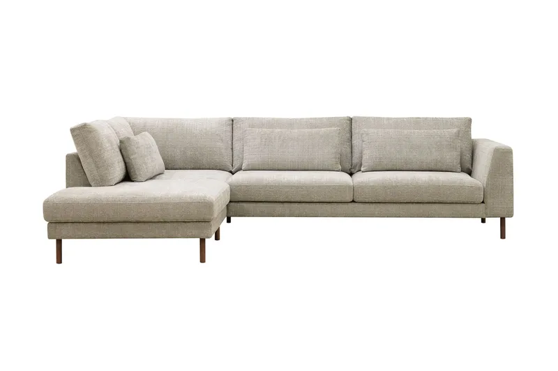 Florenz 4-sits Vänstervänd L-formad Schäslongsoffa i Tyg, Grå/Beige