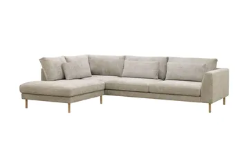 Florenz 4-sits Vänstervänd L-formad Schäslongsoffa i Tyg - Grå/Beige - Möbler - Soffa - Divansoffa & schäslongsoffa - 4 sits soffa med divan