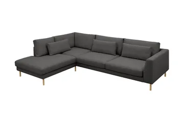 Florenz 4-sits Vänstervänd L-formad Schäslongsoffa i Tyg - Mörkgrå - Möbler - Soffa - Divansoffa & schäslongsoffa - 4 sits soffa med divan