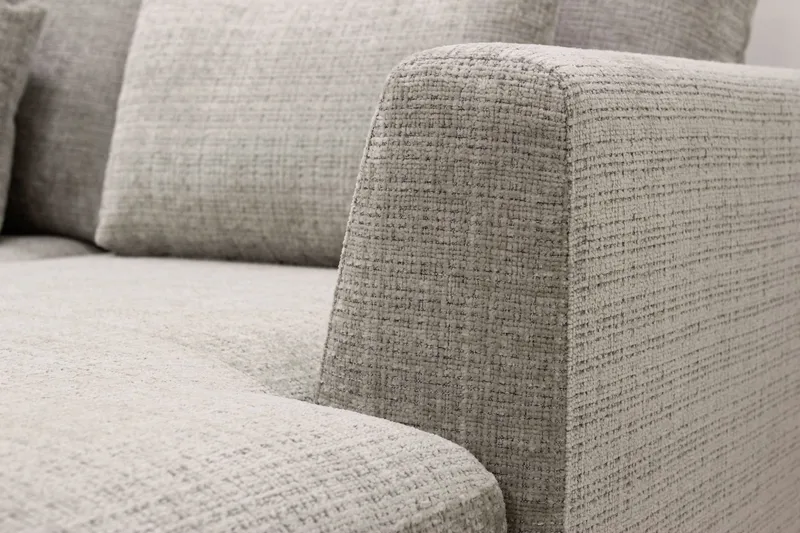 Florenz 4-sits Vänstervänd U-formad Soffa med Divan och Schäslong i Chenille - Grå / Beige - Möbler - Soffa - Divansoffa & schäslongsoffa - 4 sits soffa med divan