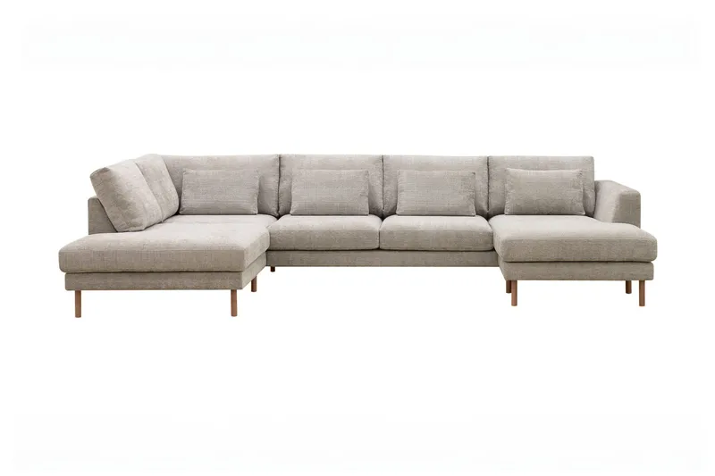 Florenz 4-sits Vänstervänd U-formad Soffa med Divan och Schäslong i Chenille - Grå / Beige - Möbler - Soffa - Divansoffa & schäslongsoffa - 4 sits soffa med divan