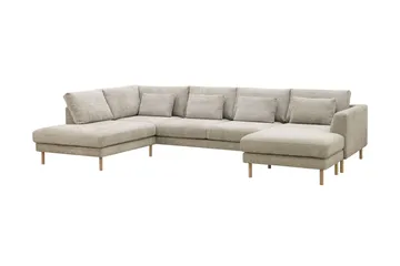 Florenz 4-sits Vänstervänd U-formad Soffa med Divan och Schäslong i Chenille - Grå / Beige - Möbler - Soffa - Divansoffa & schäslongsoffa - 4 sits soffa med divan