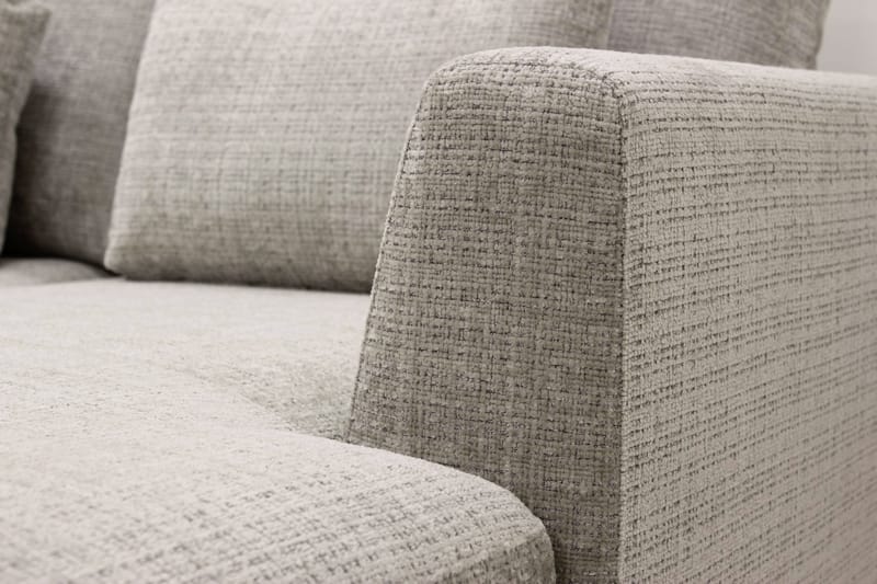 Florenz 4-sits Vänstervänd U-formad Soffa med Divan och Schäslong i Chenille - Grå / Beige - Möbler - Soffa - Divansoffa & schäslongsoffa - 4 sits soffa med divan