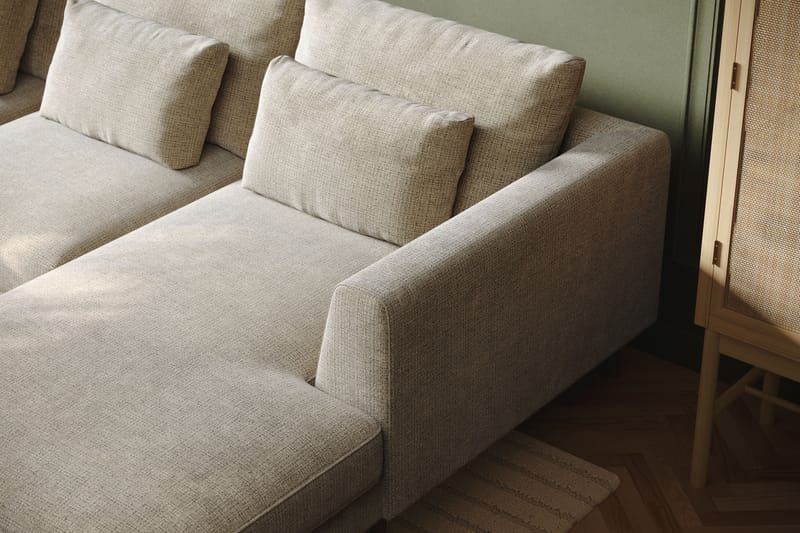 Florenz 4-sits Vänstervänd U-formad Soffa med Divan och Schäslong i Chenille - Grå / Beige - Möbler - Soffa - Divansoffa & schäslongsoffa - 4 sits soffa med divan