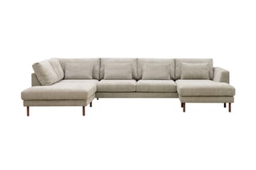 Florenz 4-sits Vänstervänd U-formad Soffa med Divan och Schäslong i Chenille - Grå / Beige - Möbler - Soffa - Divansoffa & schäslongsoffa - 4 sits soffa med divan