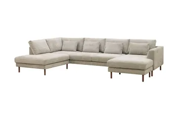 Florenz 4-sits Vänstervänd U-formad Soffa med Divan och Schäslong i Chenille - Grå/Beige - Möbler - Soffa - Divansoffa & schäslongsoffa - 4 sits soffa med divan