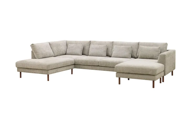 Florenz 4-sits Vänstervänd U-formad Soffa med Divan och Schäslong i Chenille - Grå/Beige - Möbler - Soffa - Divansoffa & schäslongsoffa - 4 sits soffa med divan