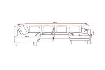 Florenz 4-sits Vänstervänd U-formad Soffa med Divan och Schäslong i Chenille - Ljusgrå - Möbler - Soffa - Divansoffa & schäslongsoffa - 4 sits soffa med divan