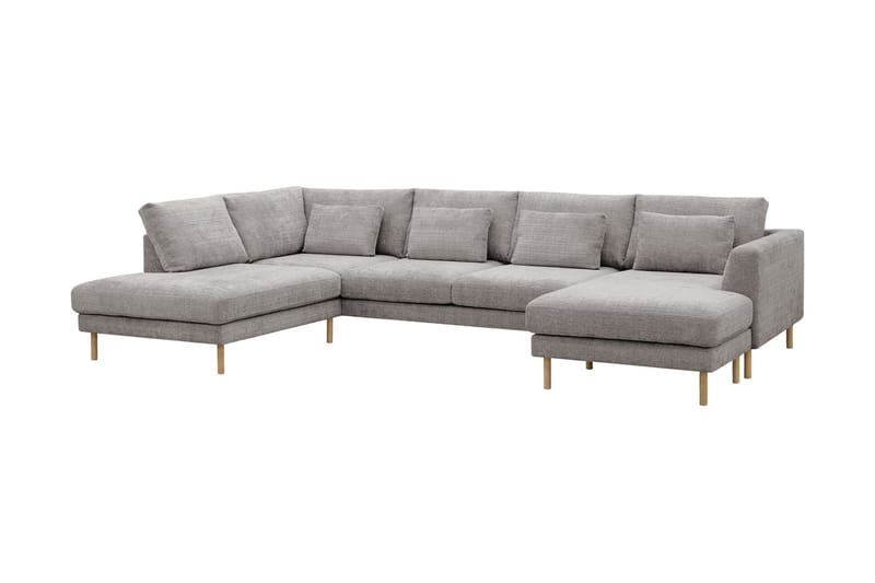 Florenz 4-sits Vänstervänd U-formad Soffa med Divan och Schäslong i Chenille - Ljusgrå - Möbler - Soffa - Divansoffa & schäslongsoffa - 4 sits soffa med divan