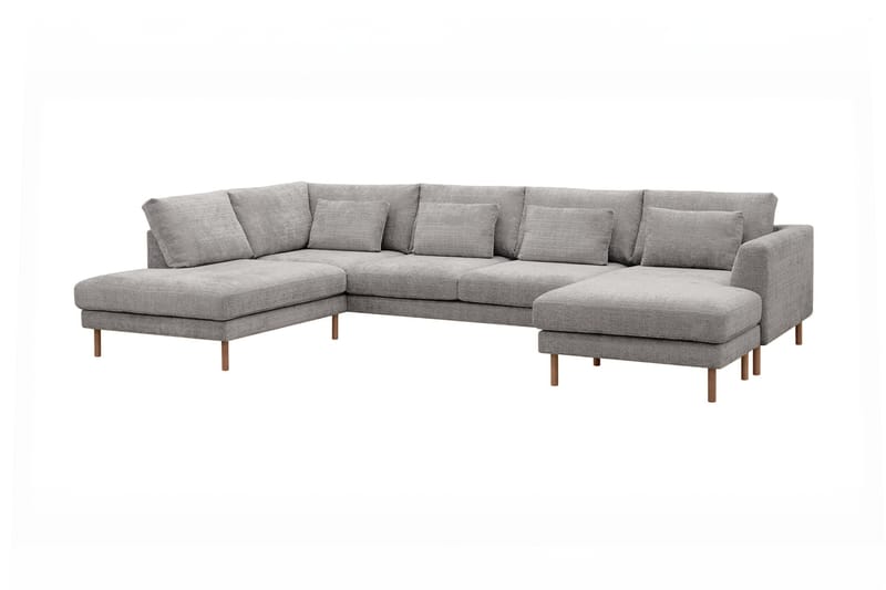 Florenz 4-sits Vänstervänd U-formad Soffa med Divan och Schäslong i Chenille - Ljusgrå - Möbler - Soffa - Divansoffa & schäslongsoffa - 4 sits soffa med divan