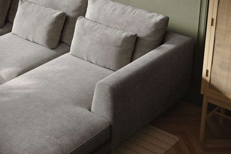 Florenz 4-sits Vänstervänd U-formad Soffa med Divan och Schäslong i Chenille - Ljusgrå - Möbler - Soffa - Divansoffa & schäslongsoffa - 4 sits soffa med divan