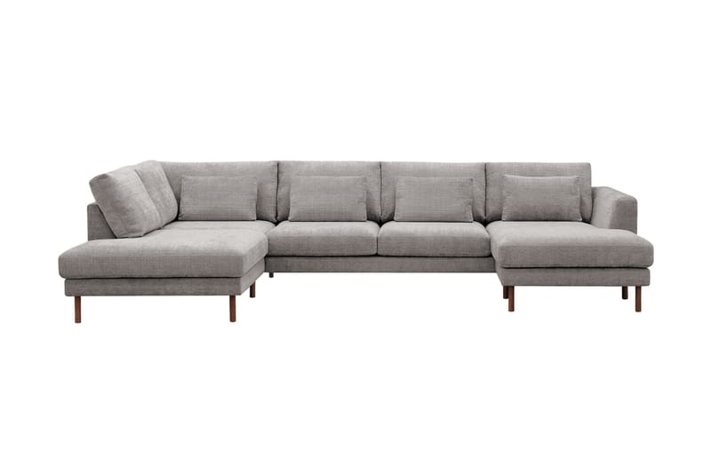 Florenz 4-sits Vänstervänd U-formad Soffa med Divan och Schäslong i Chenille - Ljusgrå - Möbler - Soffa - Divansoffa & schäslongsoffa - 4 sits soffa med divan