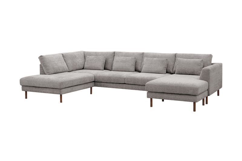 Florenz 4-sits Vänstervänd U-formad Soffa med Divan och Schäslong i Chenille - Ljusgrå - Möbler - Soffa - Divansoffa & schäslongsoffa - 4 sits soffa med divan