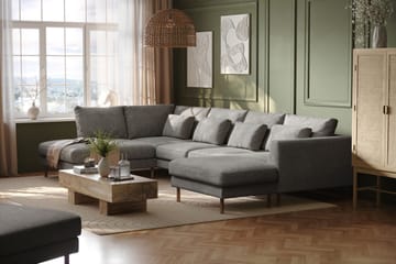 Florenz 4-sits Vänstervänd U-formad Soffa med Divan och Schäslong i Chenille - Ljusgrå - Möbler - Soffa - Divansoffa & schäslongsoffa - 4 sits soffa med divan
