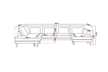 Florenz 4-sits Vänstervänd U-formad Soffa med Divan och Schäslong i Tyg - Beige - Möbler - Soffa - Divansoffa & schäslongsoffa - 4 sits soffa med divan
