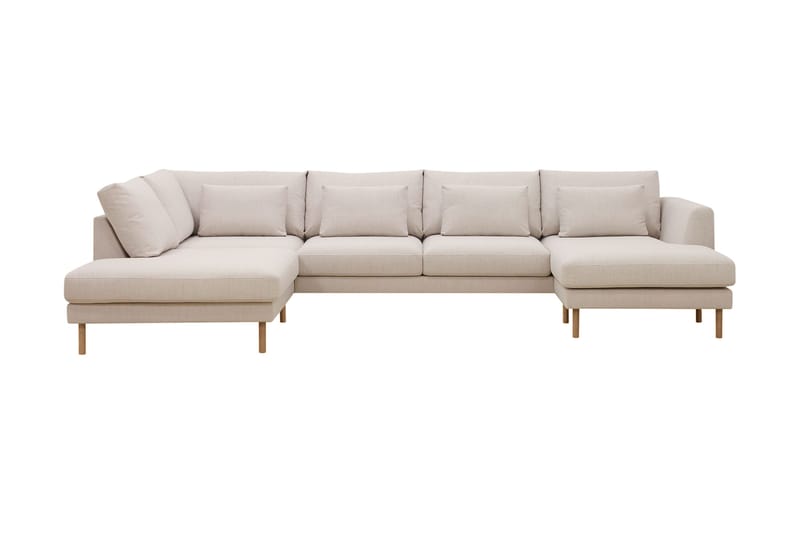 Florenz 4-sits Vänstervänd U-formad Soffa med Divan och Schäslong i Tyg - Beige - Möbler - Soffa - Divansoffa & schäslongsoffa - 4 sits soffa med divan