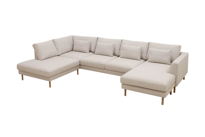 Florenz 4-sits Vänstervänd U-formad Soffa med Divan och Schäslong i Tyg - Beige - Möbler - Soffa - Divansoffa & schäslongsoffa - 4 sits soffa med divan