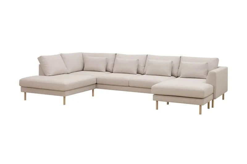 Florenz 4-sits Vänstervänd U-formad Soffa med Divan och Schäslong i Tyg - Beige - Möbler - Soffa - Divansoffa & schäslongsoffa - 4 sits soffa med divan