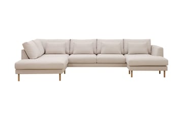 Florenz 4-sits Vänstervänd U-formad Soffa med Divan och Schäslong i Tyg - Beige - Möbler - Soffa - Divansoffa & schäslongsoffa - 4 sits soffa med divan
