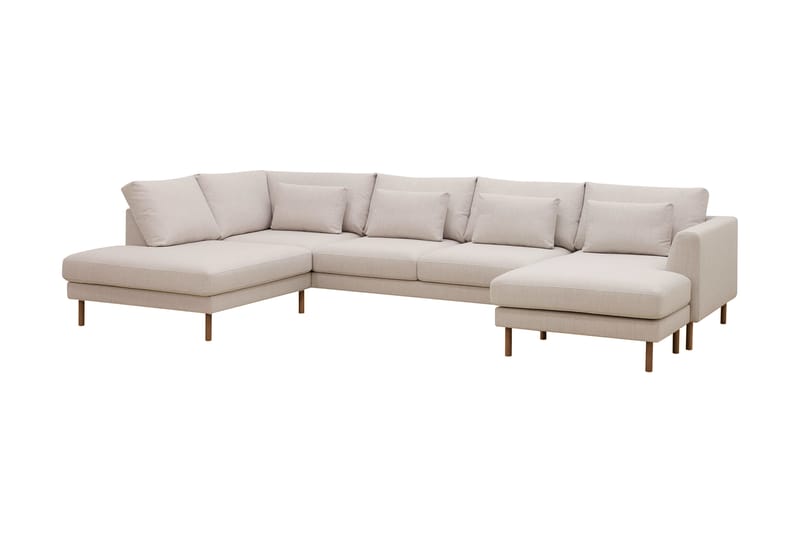 Florenz 4-sits Vänstervänd U-formad Soffa med Divan och Schäslong i Tyg - Beige - Möbler - Soffa - Divansoffa & schäslongsoffa - 4 sits soffa med divan