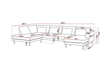Florenz 4-sits Vänstervänd U-formad Soffa med Divan och Schäslong i Tyg - Beige - Möbler - Soffa - Divansoffa & schäslongsoffa - 4 sits soffa med divan