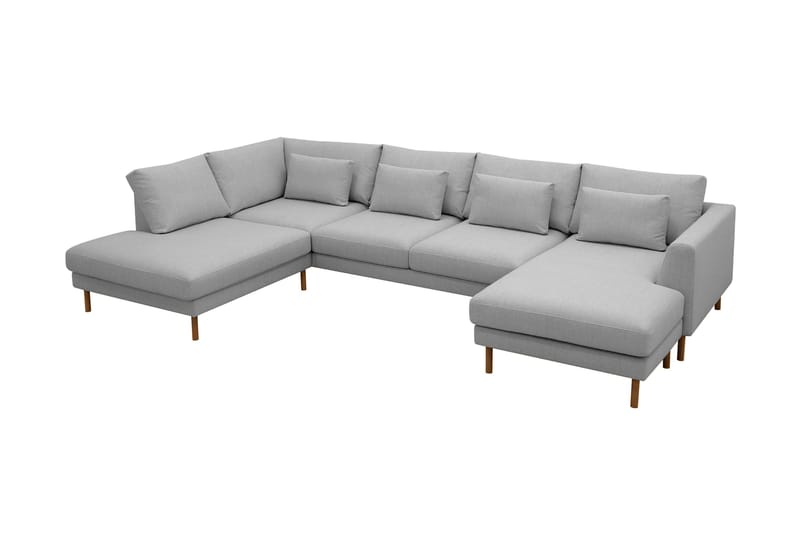 Florenz 4-sits Vänstervänd U-formad Soffa med Divan och Schäslong i Tyg - Ljusgrå - Möbler - Soffa - Divansoffa & schäslongsoffa - 4 sits soffa med divan