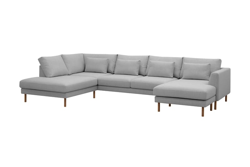 Florenz 4-sits Vänstervänd U-formad Soffa med Divan och Schäslong i Tyg - Ljusgrå - Möbler - Soffa - Divansoffa & schäslongsoffa - 4 sits soffa med divan