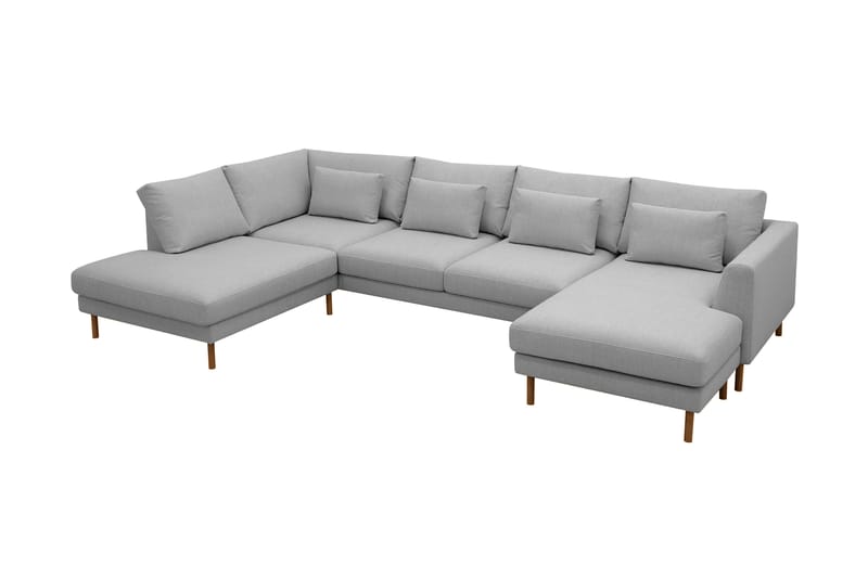 Florenz 4-sits Vänstervänd U-formad Soffa med Divan och Schäslong i Tyg - Ljusgrå - Möbler - Soffa - Divansoffa & schäslongsoffa - 4 sits soffa med divan