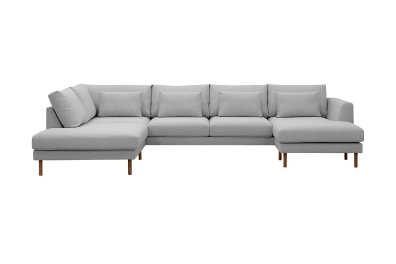 Florenz 4-sits Vänstervänd U-formad Soffa med Divan och Schäslong i Tyg - Ljusgrå - Möbler - Soffa - Divansoffa & schäslongsoffa - 4 sits soffa med divan