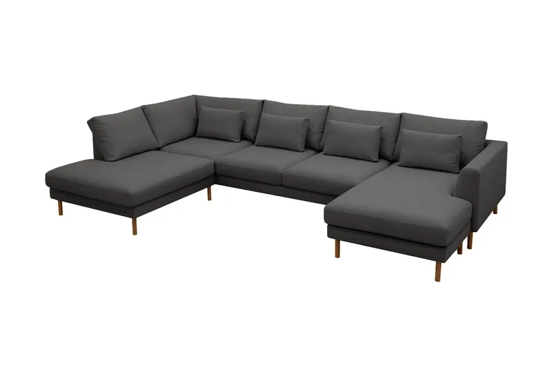 Florenz 4-sits Vänstervänd U-formad Soffa med Divan och Schäslong i Tyg - Mörkgrå - Möbler - Soffa - Divansoffa & schäslongsoffa - 4 sits soffa med divan