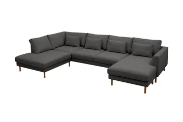 Florenz 4-sits Vänstervänd U-formad Soffa med Divan och Schäslong i Tyg - Mörkgrå - Möbler - Soffa - Divansoffa & schäslongsoffa - 4 sits soffa med divan
