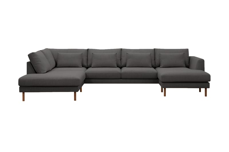 Florenz 4-sits Vänstervänd U-formad Soffa med Divan och Schäslong i Tyg, Mörkgrå
