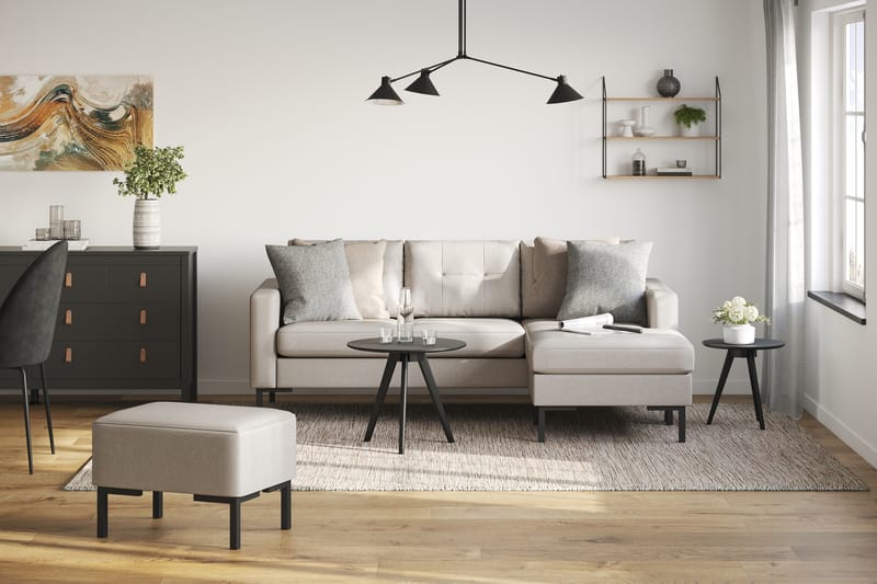Frillestad 3-sits Högervänd L-formad Divansoffa i Tyg - Beige - Möbler - Soffa - Divansoffa & schäslongsoffa - 3 sits soffa med divan
