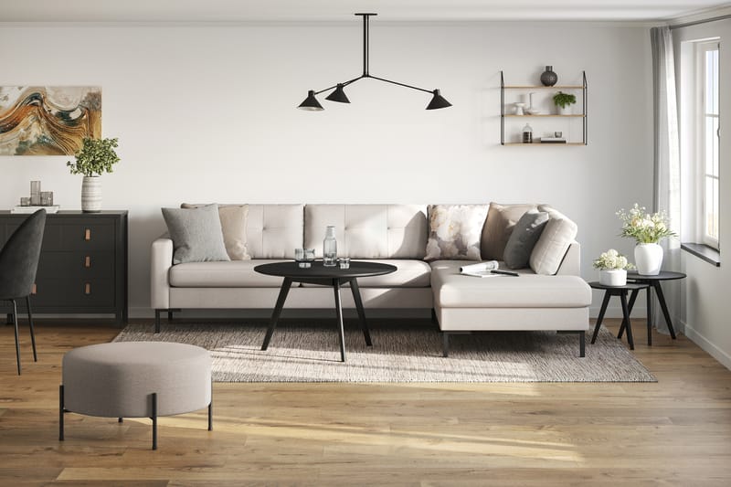 Frillestad 4-sits Högervänd L-formad Schäslongsoffa i Tyg - Beige - Möbler - Soffa - Divansoffa & schäslongsoffa - 4 sits soffa med divan