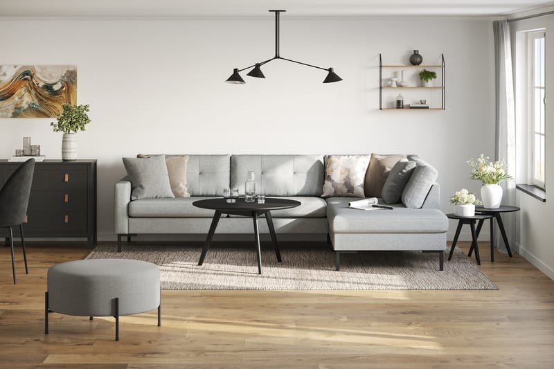 Frillestad 4-sits Högervänd L-formad Schäslongsoffa i Tyg - Grå - Möbler - Soffa - Divansoffa & schäslongsoffa - 4 sits soffa med divan