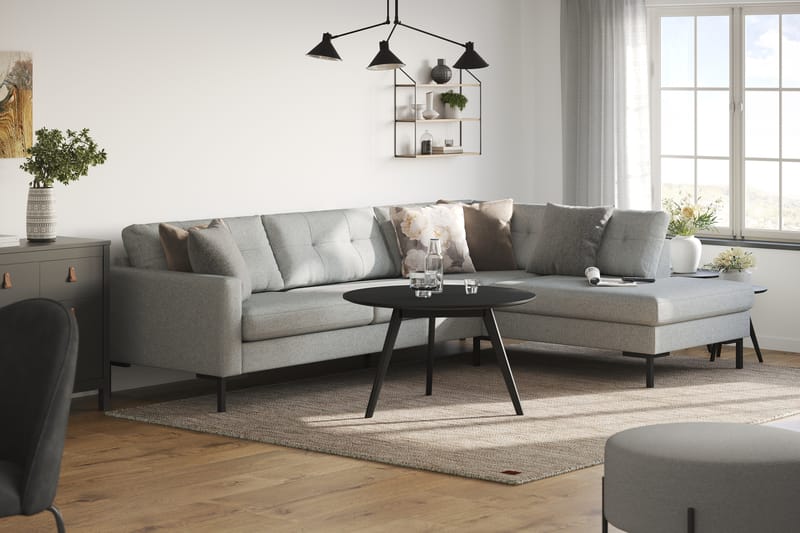 Frillestad 4-sits Högervänd L-formad Schäslongsoffa i Tyg - Grå - Möbler - Soffa - Divansoffa & schäslongsoffa - 4 sits soffa med divan