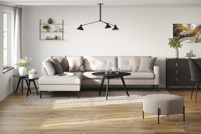 Frillestad 4-sits Vänstervänd L-formad Schäslongsoffa i Tyg - Beige - Möbler - Soffa - Divansoffa & schäslongsoffa - 4 sits soffa med divan