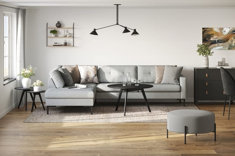 Frillestad 4-sits Vänstervänd L-formad Schäslongsoffa i Tyg - Grå - Möbler - Soffa - Divansoffa & schäslongsoffa - 4 sits soffa med divan
